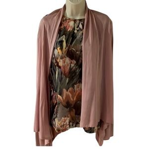 Ted Baker London size large 2 piece pink cardigan floral back matching tank top